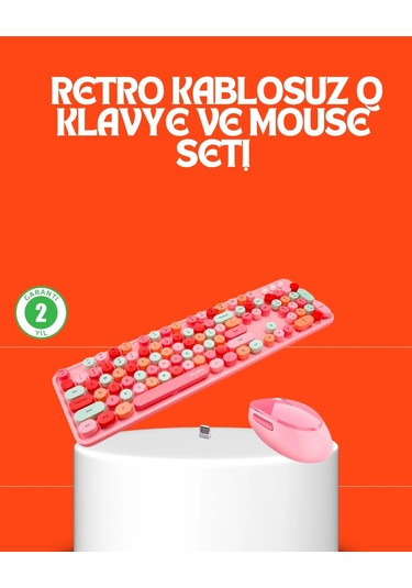 Retro Tarz Bluetooth 5.1 Klavye Win/osx/android/ios Uyumlu