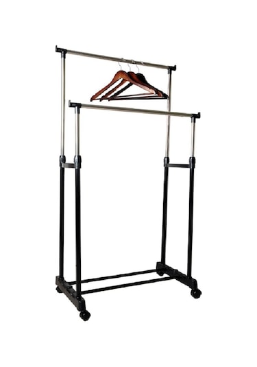 Lerato Tekerlekli Elbise Askılığı Siyah