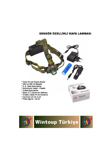 Profesyonel Kamp Avcı Balıkçı Deprem Güçlü Işık 3 Modlu Şarjlı Sensörlü Kafa Lambası Çok Renkli