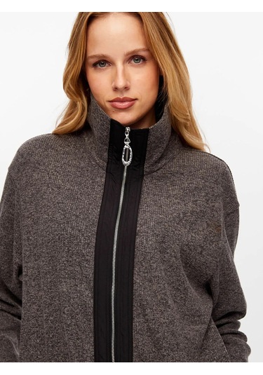 Faik Sönmez Dokuma Garnili Kaşkorse Örme Kadın Eşofman Üstü W26esu001 Antrasit