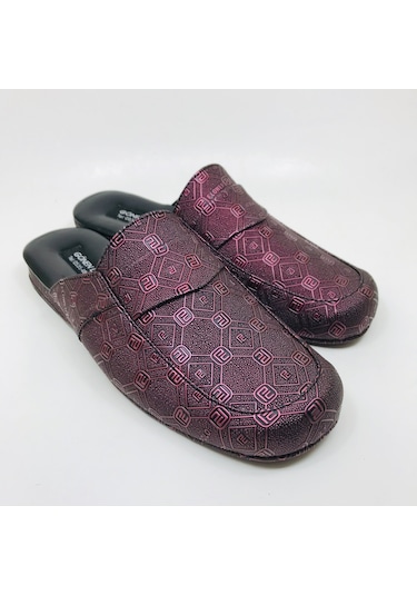 Bay El Yapımı Damat Terlik Metalik Bordo