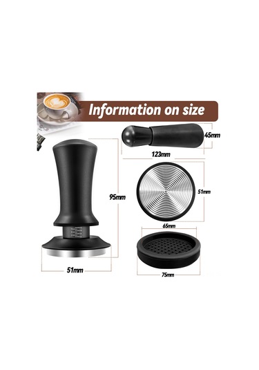 Hfambition 3'lü Espresso Alet Seti: 51mm Kalibreli Tamper, Wdt Çekirdek Aleti Ve Manyetik Dosing Funnel Siyah