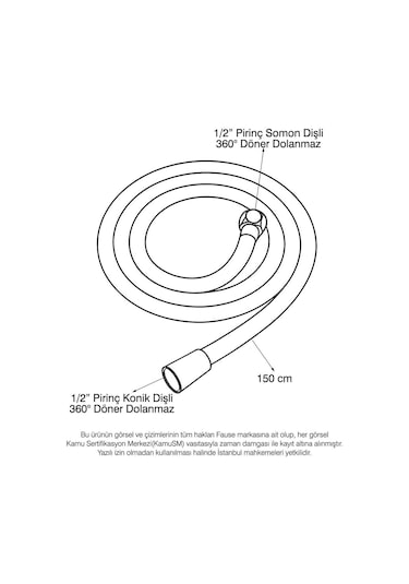Fause Pvc Silver Duş Hortumu 150 Cm Pirinç Somon Kdh103 Gümüş