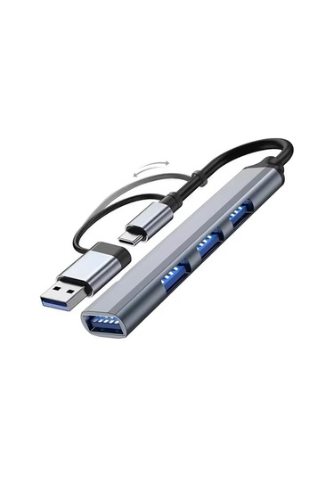 2'si 1 Arada Usb 3.0 Hub, 4 Port Type-c Usb 3.0 Hub, Macbook Uyumlu