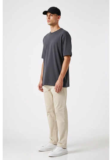 Erkek Oversize Basic Tişört Unisex %100 Pamuk Rahat Kalıp Gri