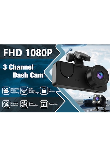 Samdoo Araç İçi 3 Kameralı Sürücü Kaydedici - Ön+iç+arka Kameralar, 1080p Full Hd, Wıfı Desteği, Sürekli Kayıt