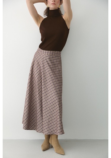 Kahverengi Ekoseli Etek Kahverengi