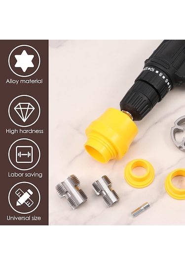 Yifomall Elektrikli Pvc Boru Diş Açma Seti - Çift Uçlu 1/2"-1" Diş Açma Aparatı Matkap Uyumlu