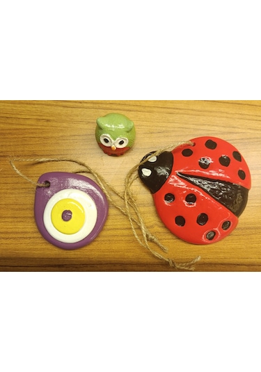 Artepieza El Yapımı Uğur Böceği, Baykuş Ve Nazar Boncuğu 3 Lü Dekoratif Set Şans, Bereket Ve Koruma Temalı 3 Adet