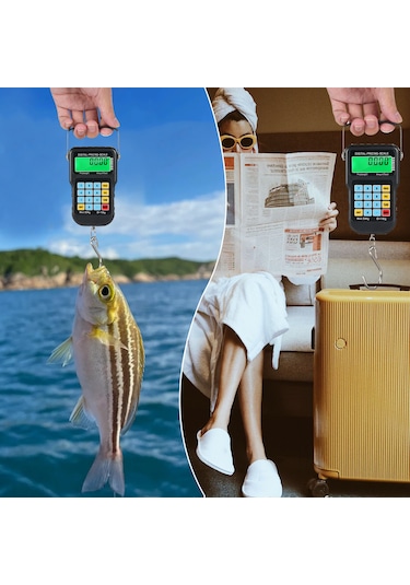 110lb/50kg Balık Terazisi Arkadan Aydınlatmalı Lcd Taşınabilir Elektronik Kanca Ölçek Avcılık İçin Ölçüm Bandı Cetveli İle Balıkçılık