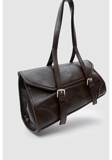 Shule Bags Calvino Vintage Baget Çanta Acı Kahve Acı Kahve