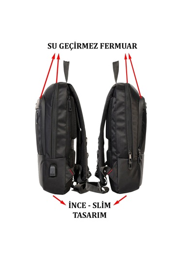 Dada 08 Laptop Tablet Sırt Çantası 15.6 İnç Sırt Ve Taban Destekli Siyah