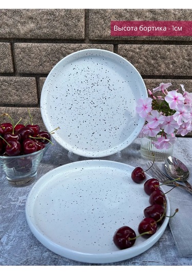 Ylla 22 Cm Kenarlı Mermer Desenli Seramik Tabak Takımı 235648123 Beyaz