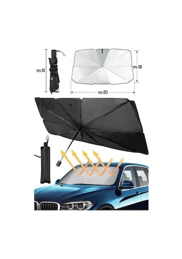 Gebibd Araba Ön Cam Güneşlik Katlanabilir Şemsiye Gölgelik Otomobil Güneş Koruma Antrasit