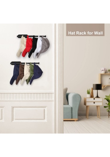 Qingmipy Çelik Şapka Askısı, 2'li Paket, 20-30 Şapka Kapasiteli, Duvar Veya Kapıya Monte Edilebilir, Pratik Ve Dayanıklı Siyah
