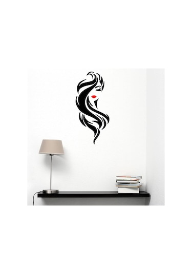 Uzun Saç Güzeli Kırmızı Dudaklar Duvar Çıkartmaları Pvc Oturma Odası Yatak Odası Veranda Dekorasyon Kendinden Yapışkanlı Boyama Şeffaf