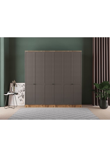 Irmak 6 Kapaklı Eko Gardırop - Mdf Kapak Antrasit