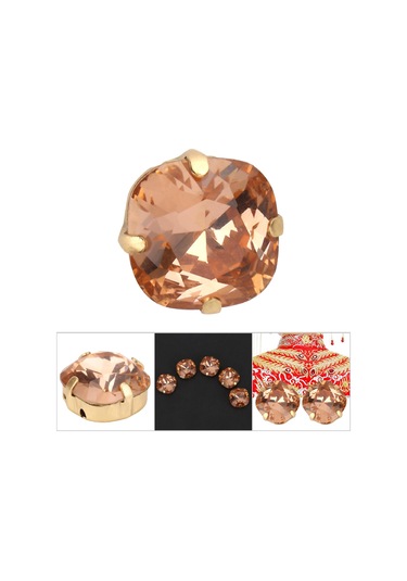 Padalink 12mm Şampanya Renkli Cam El Dikiş Taşları - Kalın Bakır Tabanlı, Dayanıklı, İki Delikli Gömlek/elbise/evlilik Aksesuarı 5 Adet/paket Şampanya