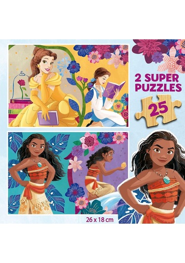 Educa 2x25 Parça Disney Prensesleri Kız Çocuk Ahşap Puzzle 3-5 Yaş 1 Adet