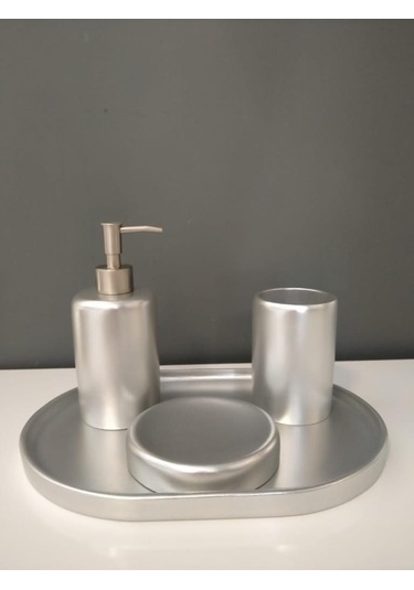 Selim Dekor 4 Parça Banyo Seti Victoria Gümüş