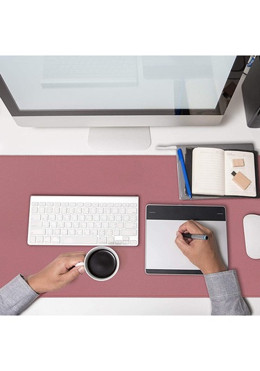 Geeksen Doğal Mantar Ve Pu Deri Masaltı Pedi - Su Geçirmez, Leke Tutmaz, 60x35cm Siyah