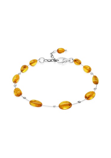 Tesbihane Çelik Telli 925 Ayar Gümüş Papağan Mekanizmalı Bal Rengi Doğal Damla Taşlı Kehribar Kadın Bileklik Çok Renkli