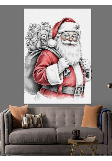 Ahşap Tablo Noel Baba Hediye Çuvalı