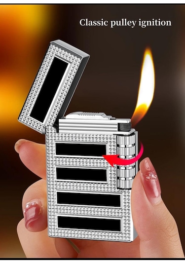 Dupont Tarzı Özel Şık Tasarım Gazlı Metal Yan Çakmak