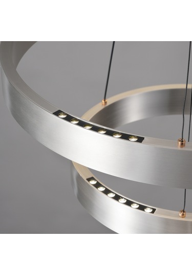 Late Gri İki Katlı Yuvarlak 69 Watt Modern Sarkıt Salon Led Avize Gri