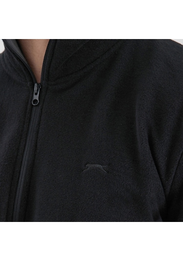 Slazenger KADMOS Erkek Fermuarlı Dik Yaka Cepli Siyah Polar