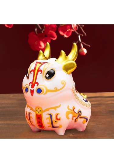 Homyl Porselen Çin Yılı Ejderha Figürleri Teneke Kutu Beyaz Beyaz