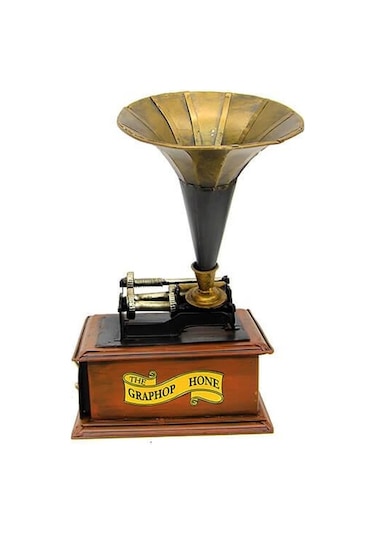 Dekoratif Metal Gramofon Kutu Hediyelik