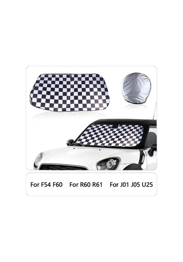 Goldenqian Araba Ön Pencere Güneşlik Kapak Blokları Uv Reflektör Mini Cooper One Için R50 R53 R56 R60 F55 F56 R58 R59 Cam Güneşlik Checker L