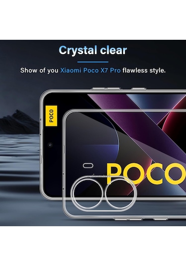 Xiaomi Poco X7 Pro Kılıf Şeffaf Silikon + 9h Ekran Koruyucu Cam