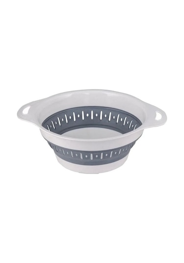 Süzgeç Katlanır Süzgeç Sebze Süzgeci Katlanabilir Süzgeç Yuvarlak Silikon Bpa Free Beyaz Gri