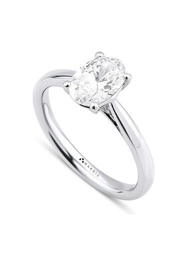 1.15 Karat Oval Tektaş Pırlanta Yüzük Beyaz Altın