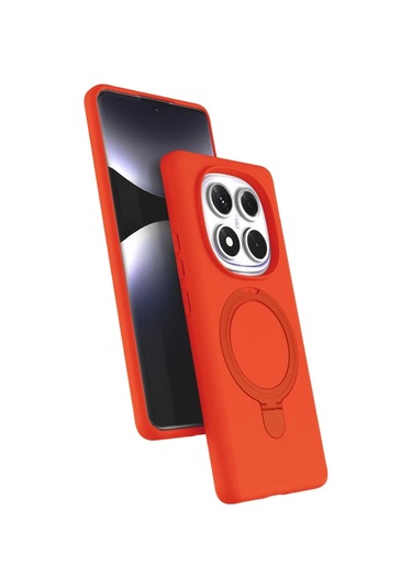 Özel Xiaomi Redmi Note 14 Pro 4g Regal Magsafe Standlı Kapak - Turuncu Fırsat