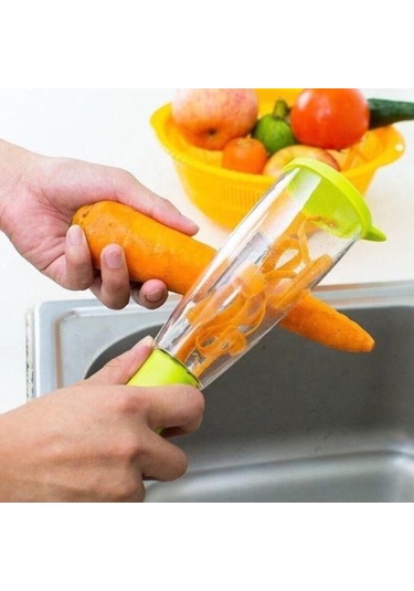 Açık Yeşil Yaratıcı Mutfak Aksesuarları Değişim Bıçakları Salatalık Havuç Patates Soyucu Konteyner İle Meyve Sebze Elma Manyok Açık Yeşil