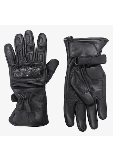 Venom Motosiklet Eldiveni Deri Siyah %100 Leather Motorcu Eldiveni