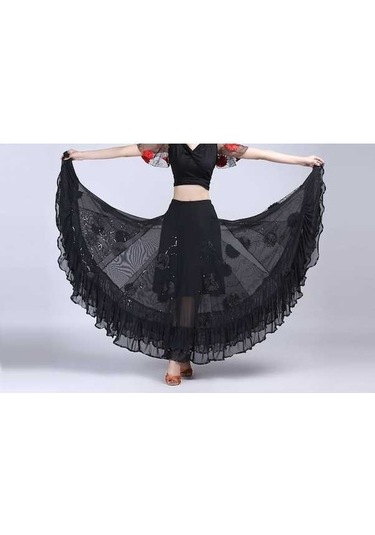 Didadodo Bosphorusboutique Sones Pullu Çiçek Salıncak Modern Dans Eteği Kahramanlık Eteği Siyah Kk Siyah Siyah