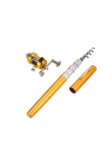 Folinda Alüminyum Minik Balıkçılık Seti: 99cm Uzayabilir Kamış + Makara, Cep Boyutunda, Dayanıklı Malzeme, Altın Renk Altın