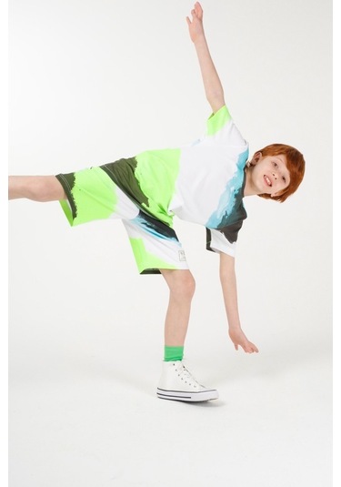 Brz Kids Baskılı Erkek Çocuk Kısa Kollu T-Shirt Beyaz