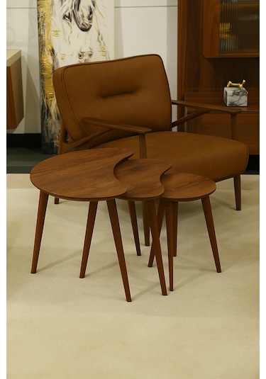 Berlin 3'lü Zigon Sehpa &100 Mdf Ceviz/urartu