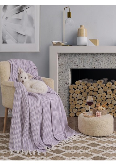 Battaniye Pamuk Piramid 180x200 Cm Lila