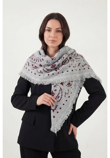 Lela Bayan Şal 6941302 Gri-bordo