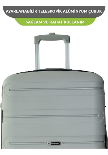 Vegmann Polipropilen Pp Atlas Gri Kabin Boy Valiz Gri