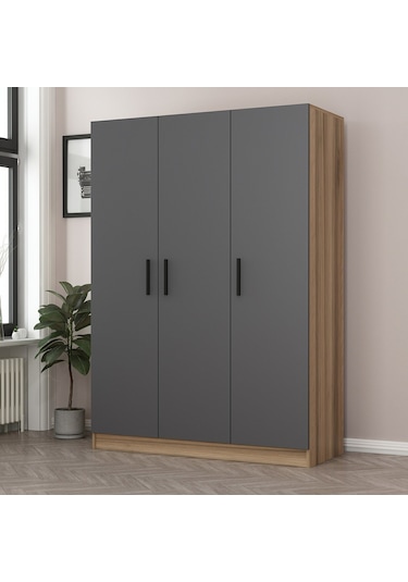 Minar Kale 3 Kapaklı 2 Ç Dolap Dore Antrasit 190cm