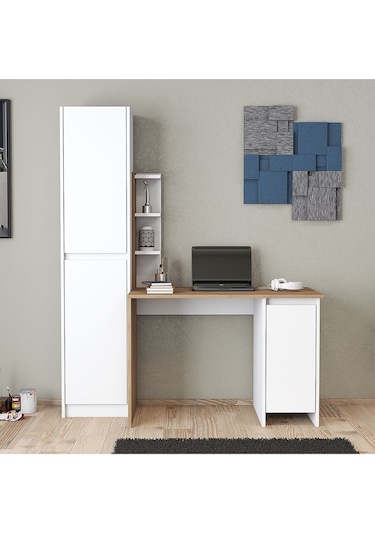 Umg Mobilya Ege-astira Çalışma Masası, Bilgisayar Masası Meşe - Beyaz