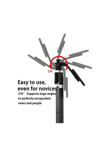 170 Cm Selfie Çubuğu Tripod Kablosuz Uzaktan Kumandalı Geri Çekilebilir Black