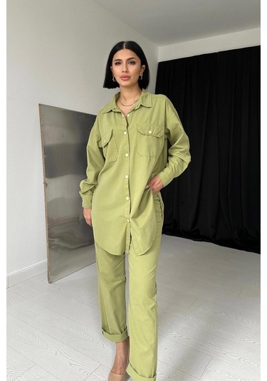 The İstanbul Yeşil Gömlek Ve Çıtçıtlı Pantolon Takım Yeşil